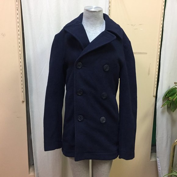Aeropostale Women's Pea Coat Double Breasted Wool Blend Size XS Navy Blue - Picture 1 of 11